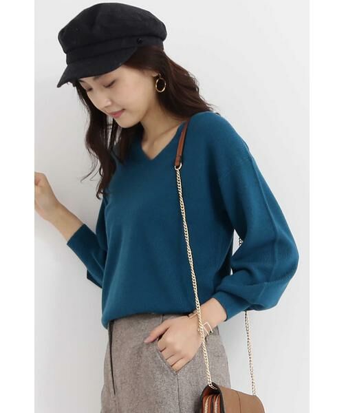 ＊＊N.Natural Beauty Basic / エヌ ナチュラルビューティーベーシック ニット・セーター | ウールベーシックⅡVネックニット（グリーン）