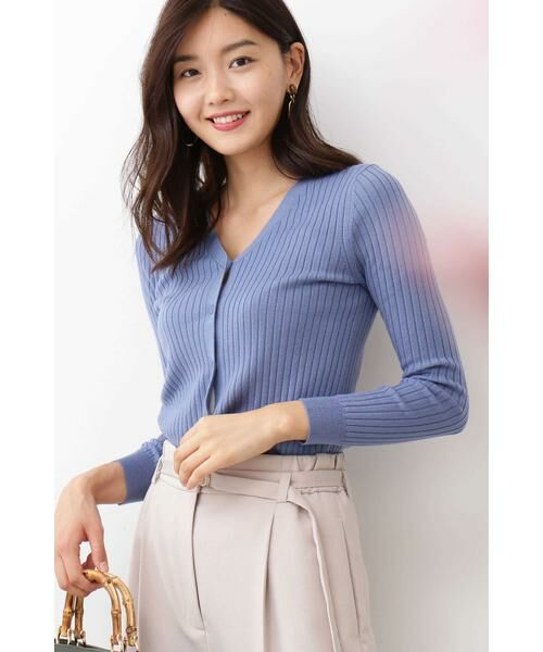 ＊＊N.Natural Beauty Basic / エヌ ナチュラルビューティーベーシック カーディガン・ボレロ | ウールベーシックニットカーディガン（ブルー）