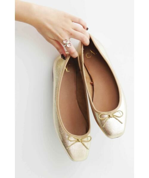 ＊＊N.Natural Beauty Basic / エヌ ナチュラルビューティーベーシック パンプス | スクエアバレエシューズ（ゴールド）