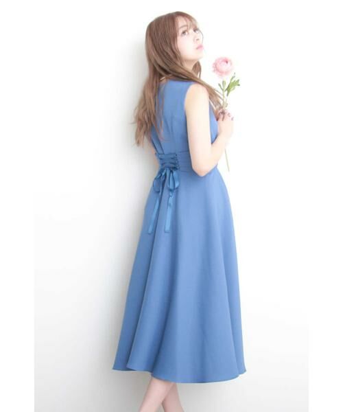 ＊＊N.Natural Beauty Basic / エヌ ナチュラルビューティーベーシック ワンピース | 編み上げワンピース（ブルー）