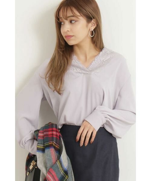 ＊＊N.Natural Beauty Basic / エヌ ナチュラルビューティーベーシック シャツ・ブラウス | レースネックブラウス（ブルー）