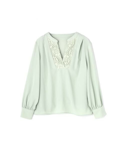 ＊＊N.Natural Beauty Basic / エヌ ナチュラルビューティーベーシック シャツ・ブラウス | レースネックブラウス（ライトグリーン1）