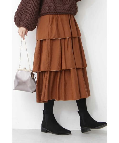 ＊＊N.Natural Beauty Basic / エヌ ナチュラルビューティーベーシック スカート | ティアードマキシスカート（ブラウン）