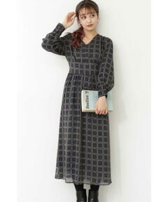 レトロチェックプリントワンピース