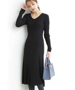 リブフレアワンピース
