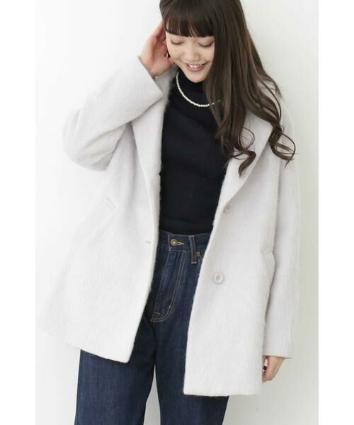 ＊＊N.Natural Beauty Basic / エヌ ナチュラルビューティーベーシック アウター | シャギーショートチェスターコート（ブルー）