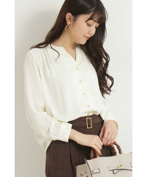 ＊＊N.Natural Beauty Basic / エヌ ナチュラルビューティーベーシック シャツ・ブラウス | ゴールドパーツボタンブラウス（オフ）