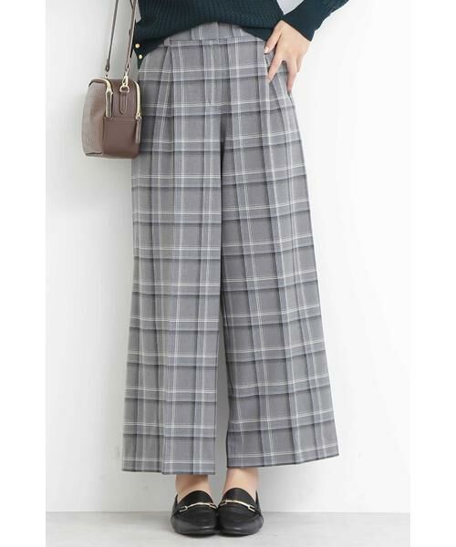 **N.Natural Beauty Basic / エヌ ナチュラルビューティーベーシック パンツ | コスミカルウォームワイドパンツ (グレーベースチェック1)