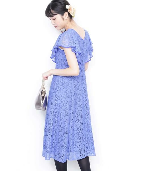 ＊＊N.Natural Beauty Basic / エヌ ナチュラルビューティーベーシック ワンピース | バックボタンレースワンピース（ブルー）