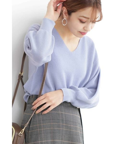 ＊＊N.Natural Beauty Basic / エヌ ナチュラルビューティーベーシック ニット・セーター | ウールベーシックⅢVネックニット（ブルー）