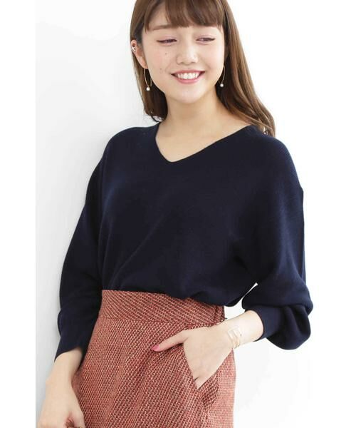 ＊＊N.Natural Beauty Basic / エヌ ナチュラルビューティーベーシック ニット・セーター | ウールベーシックⅢVネックニット（ネイビー）