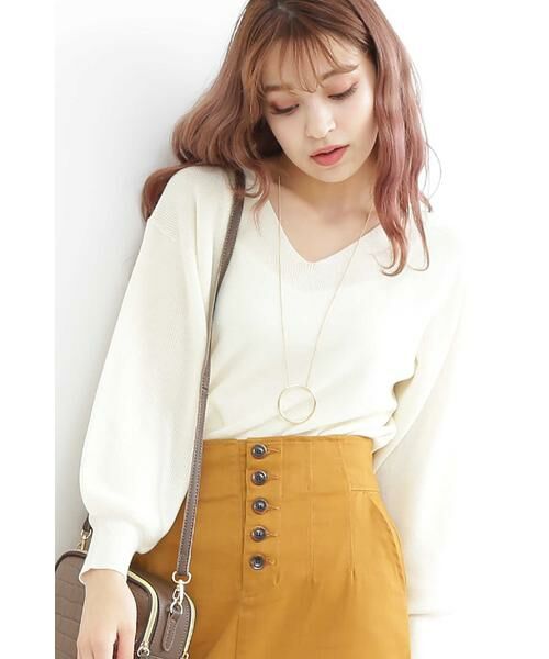 ＊＊N.Natural Beauty Basic / エヌ ナチュラルビューティーベーシック ニット・セーター | ウールベーシックⅢVネックニット（オフ）