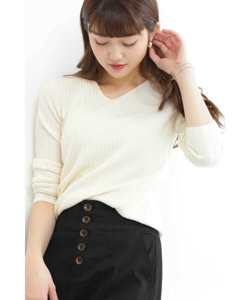 ＊＊N.Natural Beauty Basic / エヌ ナチュラルビューティーベーシック ニット・セーター | ウールベーシックⅢVネックリブニット（オフ）