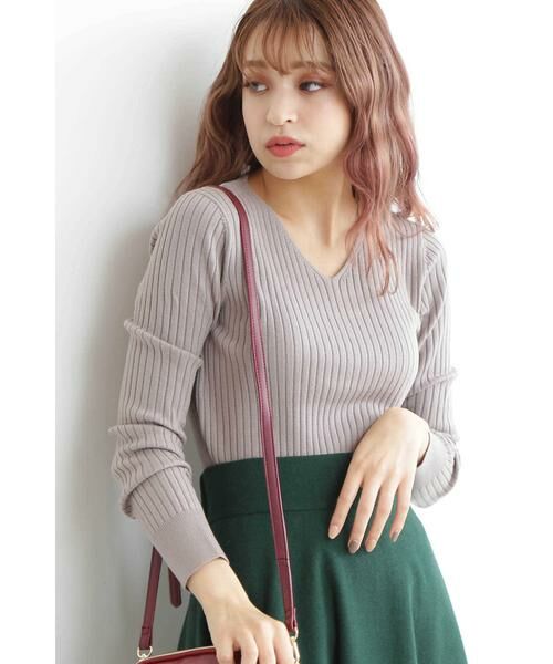 ＊＊N.Natural Beauty Basic / エヌ ナチュラルビューティーベーシック ニット・セーター | ウールベーシックⅢVネックリブニット（ベージュ）