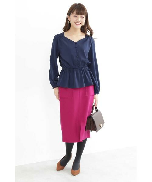 ＊＊N.Natural Beauty Basic / エヌ ナチュラルビューティーベーシック スカート | ウールサキソニーフロントスリットスカート | 詳細2