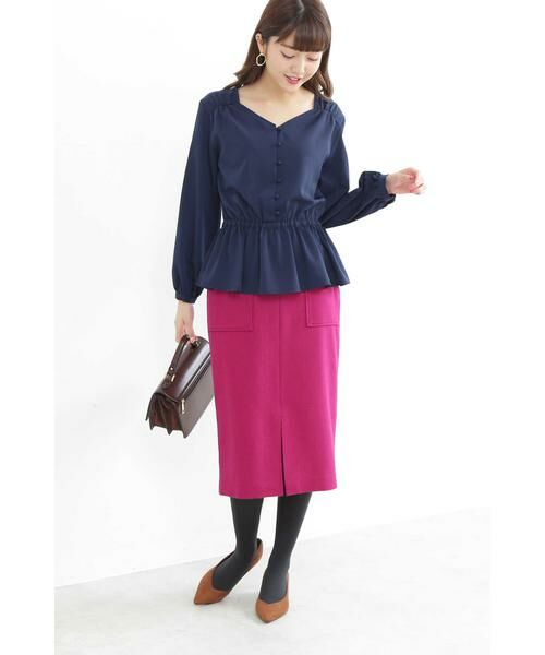 ＊＊N.Natural Beauty Basic / エヌ ナチュラルビューティーベーシック スカート | ウールサキソニーフロントスリットスカート | 詳細4