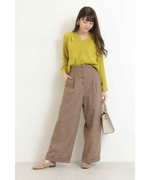 ＊＊N.Natural Beauty Basic / エヌ ナチュラルビューティーベーシック パンツ | チェックフロントボタンワイドパンツ | 詳細2