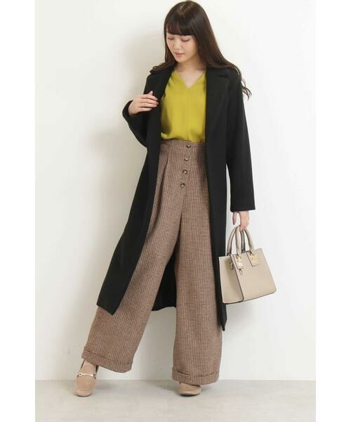 ＊＊N.Natural Beauty Basic / エヌ ナチュラルビューティーベーシック パンツ | チェックフロントボタンワイドパンツ | 詳細4