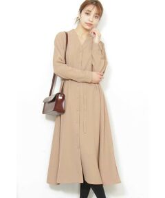 Aラインミモレタイトベルトワンピース