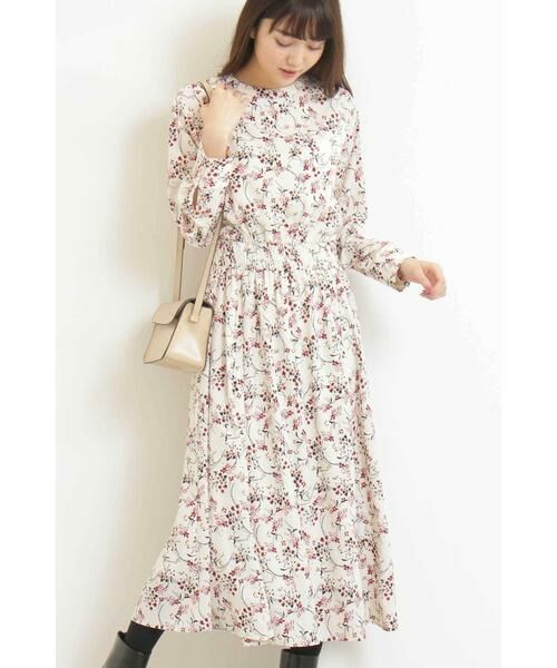 ＊＊N.Natural Beauty Basic / エヌ ナチュラルビューティーベーシック ワンピース | サーキュラーフラワーマキシワンピース（オフ×ボルドーフラワー1）