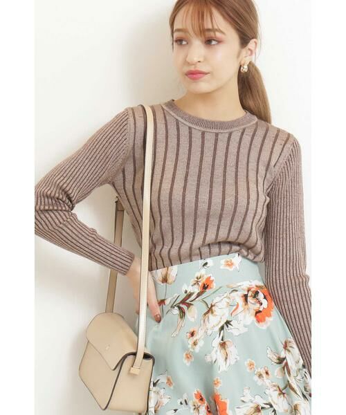 ＊＊N.Natural Beauty Basic / エヌ ナチュラルビューティーベーシック ニット・セーター | ラメプレーティングリブニット（ブラウン）