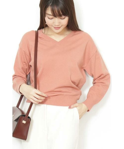 ＊＊N.Natural Beauty Basic / エヌ ナチュラルビューティーベーシック ニット・セーター | ハイゲージVネックニット（ピンク）