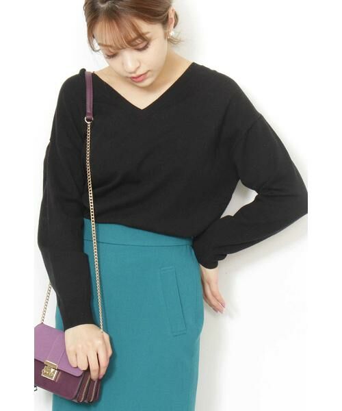 ＊＊N.Natural Beauty Basic / エヌ ナチュラルビューティーベーシック ニット・セーター | ハイゲージVネックニット（ブラック）