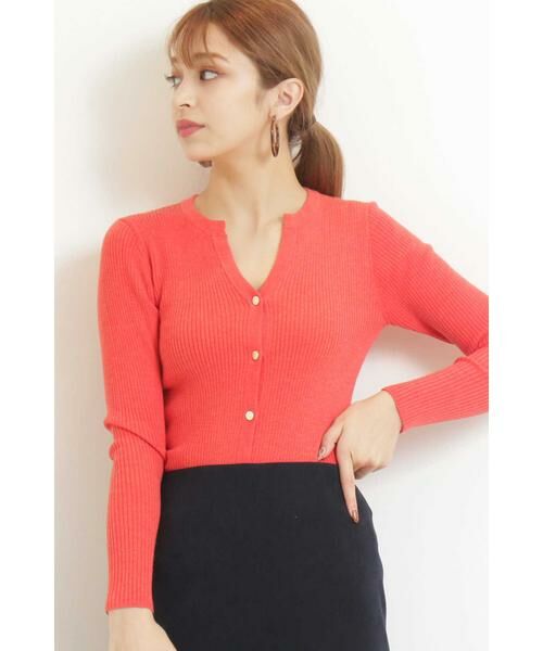 ＊＊N.Natural Beauty Basic / エヌ ナチュラルビューティーベーシック カーディガン・ボレロ | キーネックリブニット（オレンジ）