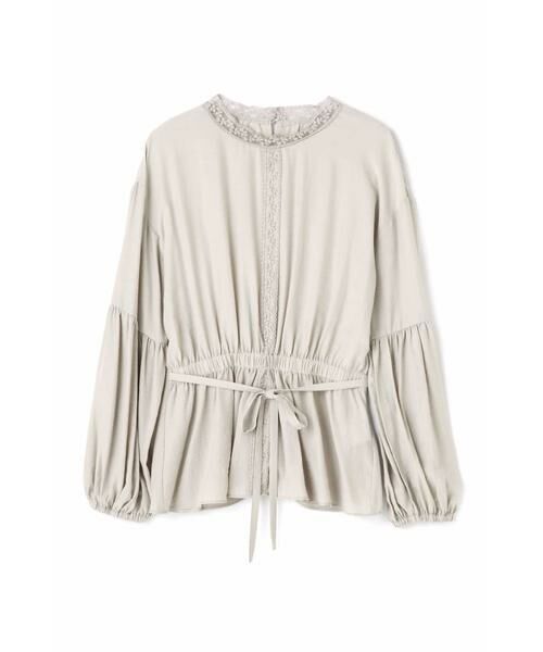 ＊＊N.Natural Beauty Basic / エヌ ナチュラルビューティーベーシック シャツ・ブラウス | ボリュームスリーブハイネックブラウス（ベージュ）