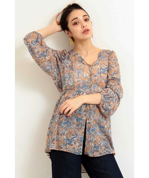 ＊＊N.Natural Beauty Basic / エヌ ナチュラルビューティーベーシック シャツ・ブラウス | チュニックガウン（ベージュ×ブルー1）