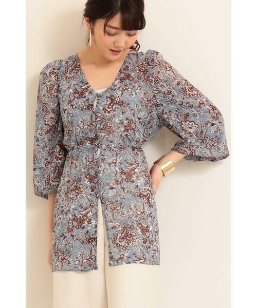 ＊＊N.Natural Beauty Basic / エヌ ナチュラルビューティーベーシック シャツ・ブラウス | チュニックガウン（ブルー×ブラウン1）