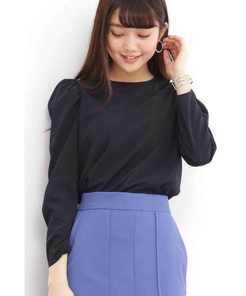 ＊＊N.Natural Beauty Basic / エヌ ナチュラルビューティーベーシック シャツ・ブラウス | パワーショルダーブラウス（ネイビー）