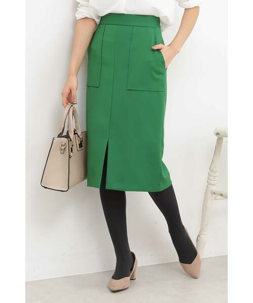 ＊＊N.Natural Beauty Basic / エヌ ナチュラルビューティーベーシック スカート | フロントスリットスカート（グリーン）