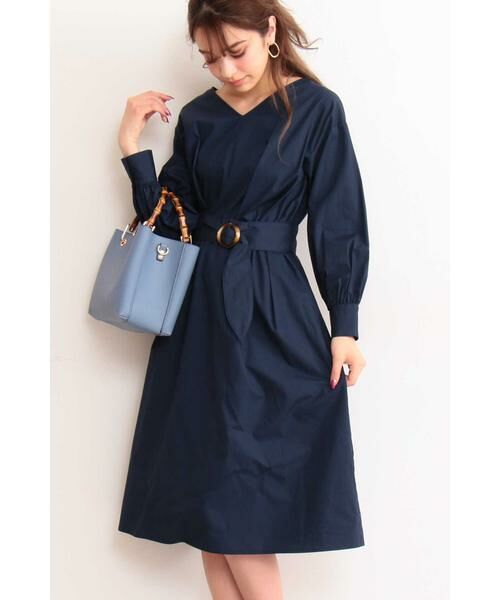 ＊＊N.Natural Beauty Basic / エヌ ナチュラルビューティーベーシック ワンピース | ベッコウバックルワンピース（ネイビー）