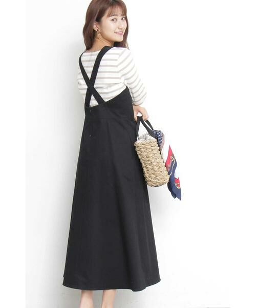 ＊＊N.Natural Beauty Basic / エヌ ナチュラルビューティーベーシック ワンピース | チノジャンパースカートマキシワンピース（ブラック）