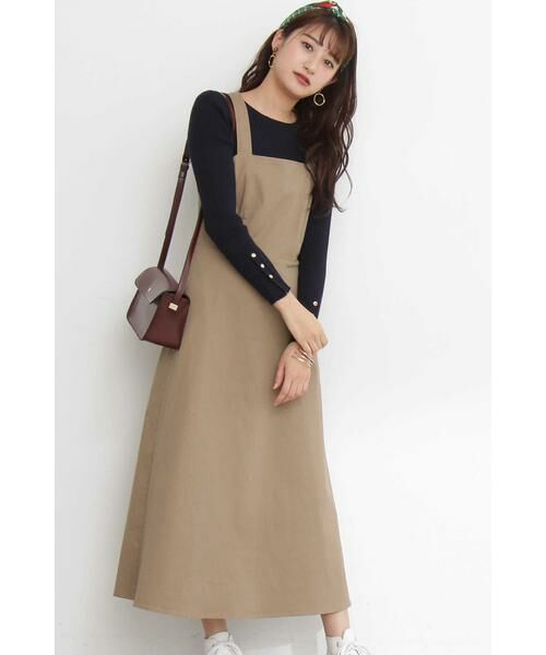 ＊＊N.Natural Beauty Basic / エヌ ナチュラルビューティーベーシック ワンピース | チノジャンパースカートマキシワンピース（ベージュ）