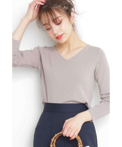 ＊＊N.Natural Beauty Basic / エヌ ナチュラルビューティーベーシック ニット・セーター | 総針Vネックニット（グレージュ）