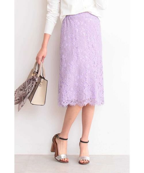 ＊＊N.Natural Beauty Basic / エヌ ナチュラルビューティーベーシック スカート | レースミモレスカート（パープル）