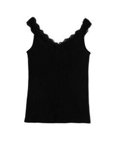 リブインナーレース付きVネックキャミソール