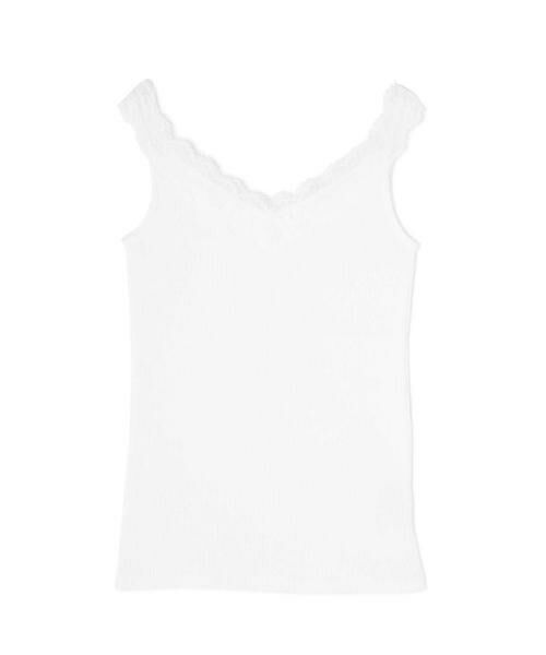 ＊＊N.Natural Beauty Basic / エヌ ナチュラルビューティーベーシック カットソー | リブインナーレース付きVネックキャミソール（ホワイト）