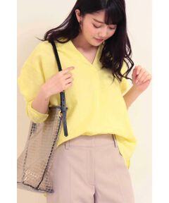 麻スキッパーシャツ