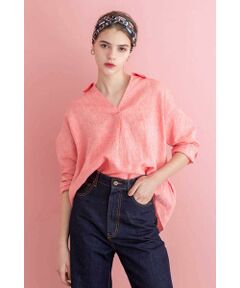 麻スキッパーシャツ