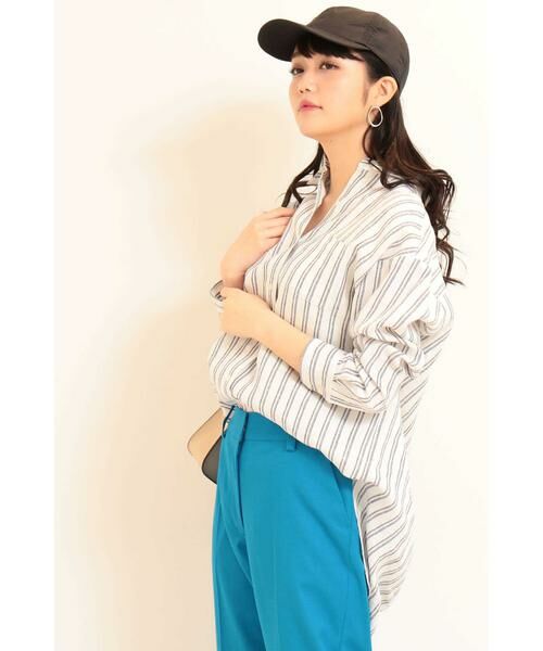 ＊＊N.Natural Beauty Basic / エヌ ナチュラルビューティーベーシック シャツ・ブラウス | 麻リラックスシャツ（オフ×マルチストライプ1）