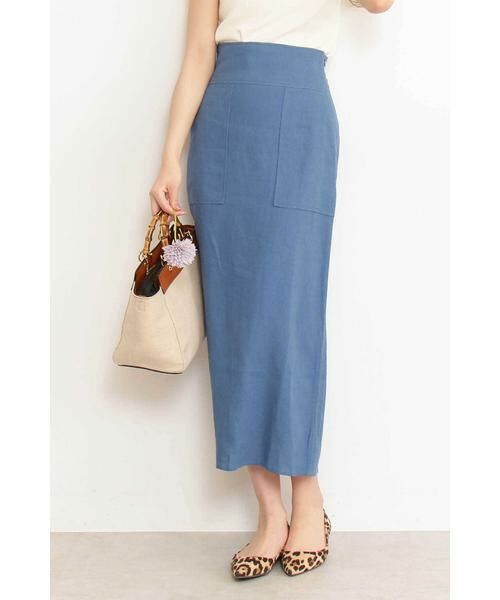 ＊＊N.Natural Beauty Basic / エヌ ナチュラルビューティーベーシック スカート | 麻タイトマキシスカート（ブルー）