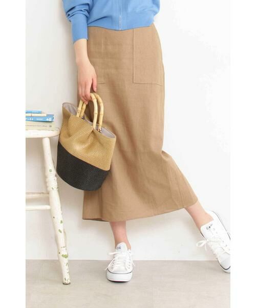 ＊＊N.Natural Beauty Basic / エヌ ナチュラルビューティーベーシック スカート | 麻タイトマキシスカート（モカベージュ1）