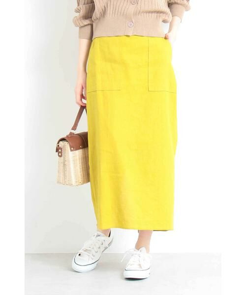 ＊＊N.Natural Beauty Basic / エヌ ナチュラルビューティーベーシック スカート | 麻タイトマキシスカート（イエロー）