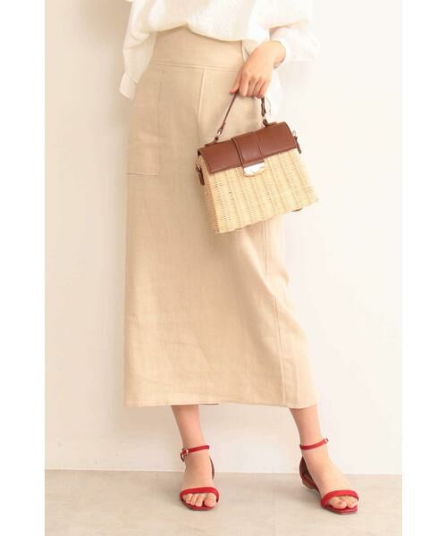 ＊＊N.Natural Beauty Basic / エヌ ナチュラルビューティーベーシック スカート | 麻タイトマキシスカート（ベージュ）