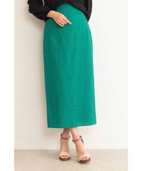 ＊＊N.Natural Beauty Basic / エヌ ナチュラルビューティーベーシック スカート | 麻タイトマキシスカート（グリーン）