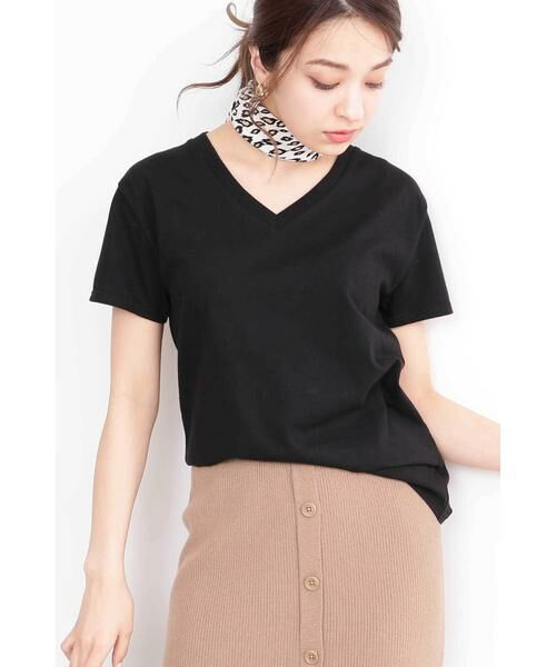 ＊＊N.Natural Beauty Basic / エヌ ナチュラルビューティーベーシック カットソー | ベーシックTシャツ Vネック（ブラック）