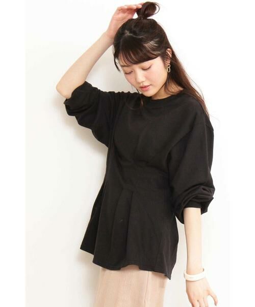 ＊＊N.Natural Beauty Basic / エヌ ナチュラルビューティーベーシック カットソー | ペプラムカットソー（ブラック）